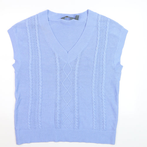 Ruth Langsford Women's Blue V-Neck Cable Knit Sleeveless Vest M