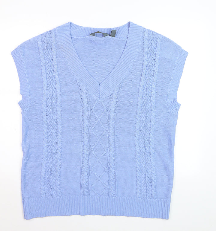 Ruth Langsford Women's Blue V-Neck Cable Knit Sleeveless Vest M
