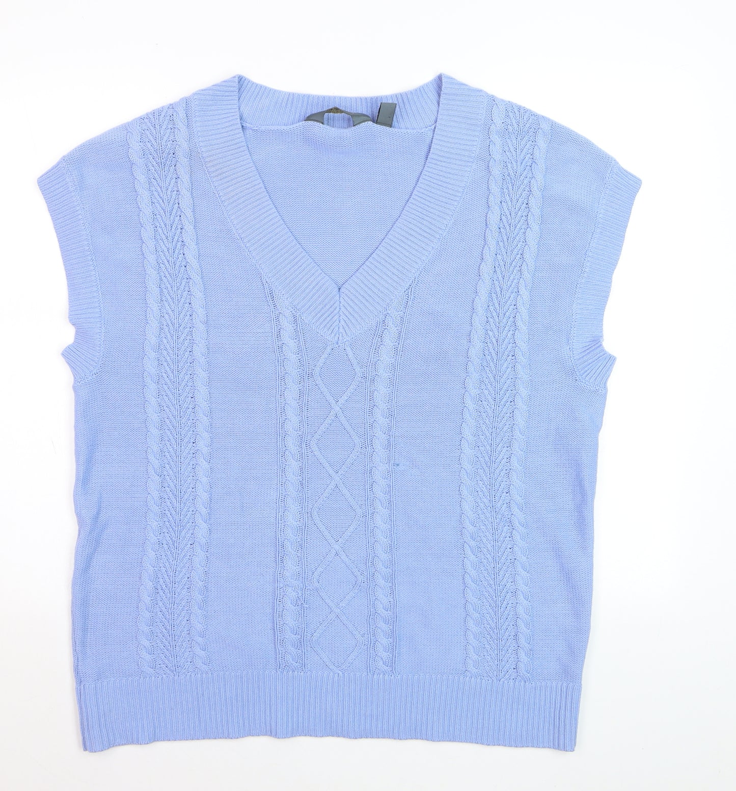 Ruth Langsford Women's Blue V-Neck Cable Knit Sleeveless Vest M