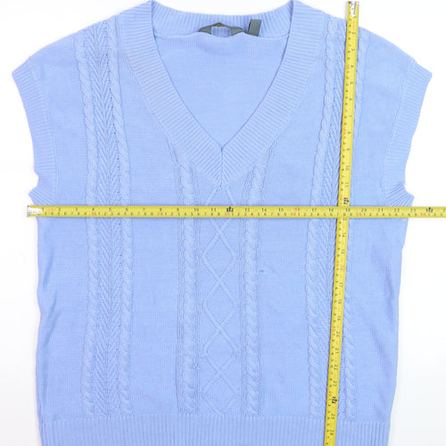 Ruth Langsford Women's Blue V-Neck Cable Knit Sleeveless Vest M