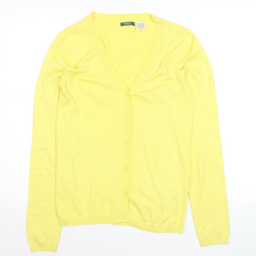 La Redoute Women Yellow Acrylic Blend V-Neck Cardigan Size 10-12