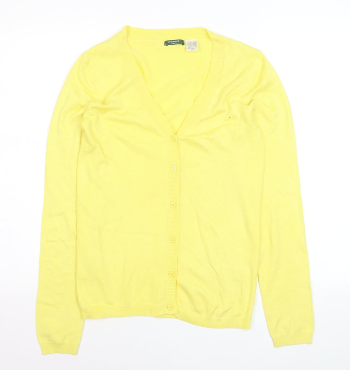 La Redoute Women Yellow Acrylic Blend V-Neck Cardigan Size 10-12