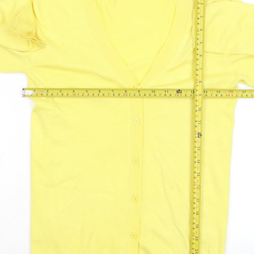 La Redoute Women Yellow Acrylic Blend V-Neck Cardigan Size 10-12