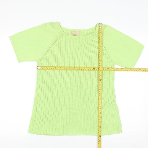Cotton Ginny Women Green L Knit Short Sleeve Pullover Jumper