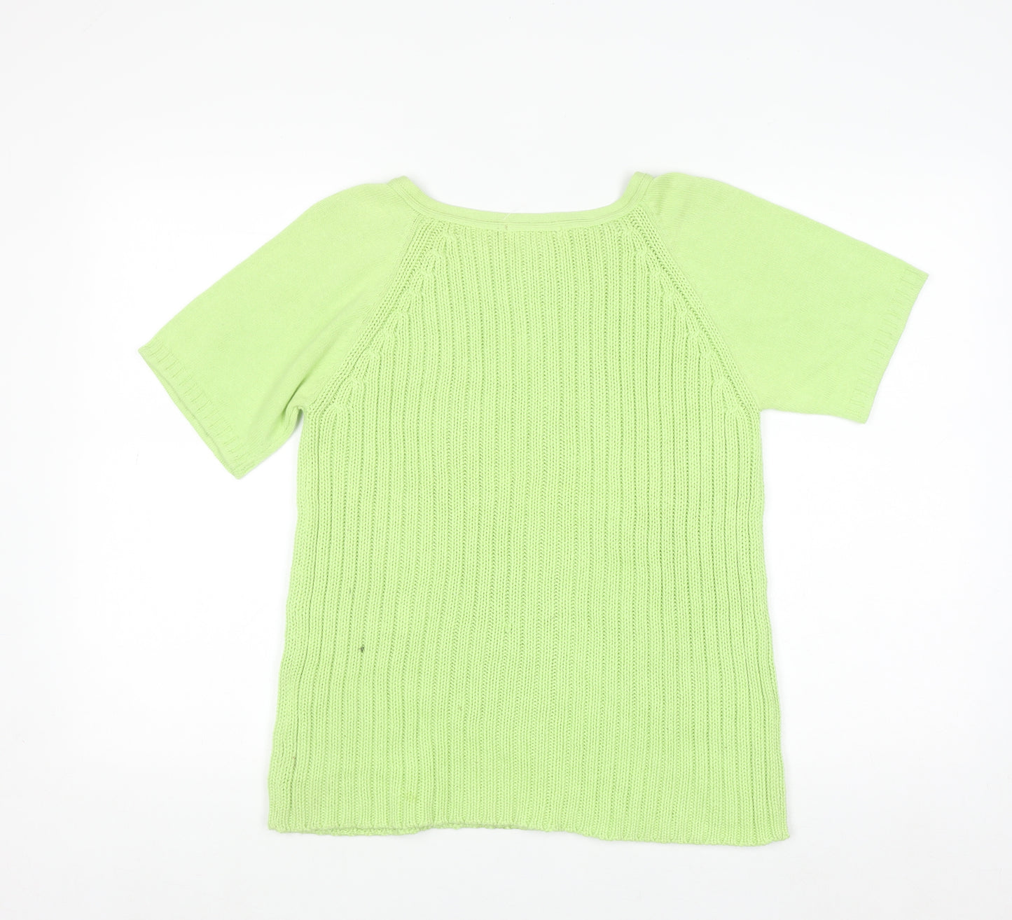 Cotton Ginny Women Green L Knit Short Sleeve Pullover Jumper
