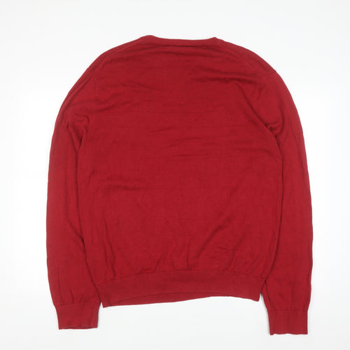 Nautica Men's Red Cotton Crew Neck Pullover Jumper Size L