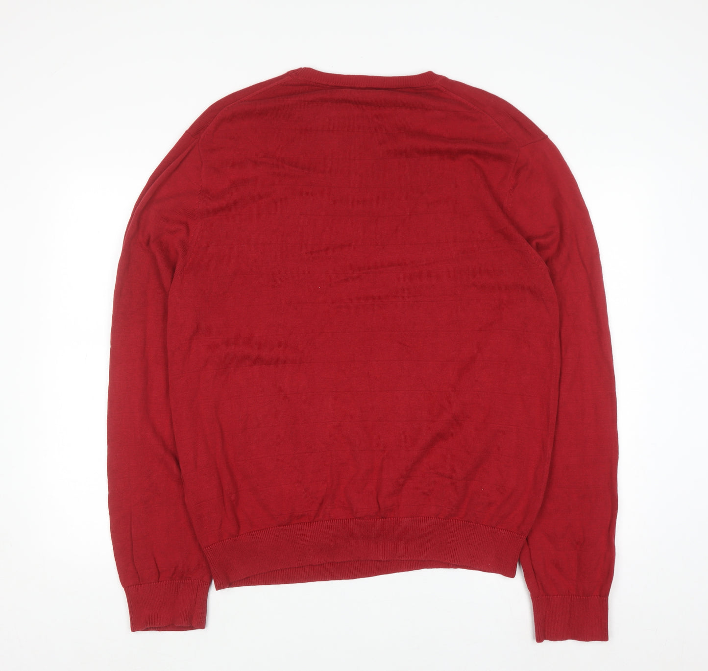 Nautica Men's Red Cotton Crew Neck Pullover Jumper Size L