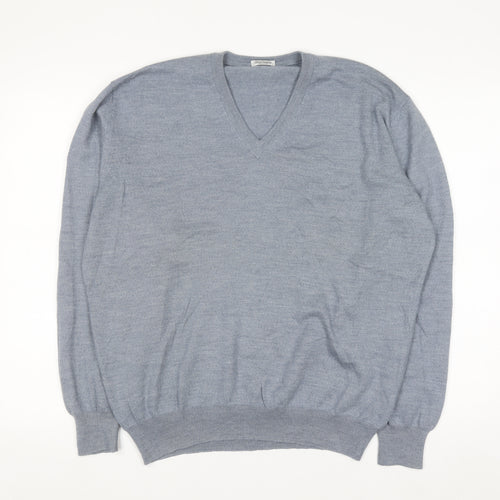 Gran Sasso Men’s Grey Wool V-Neck Pullover Jumper Size L