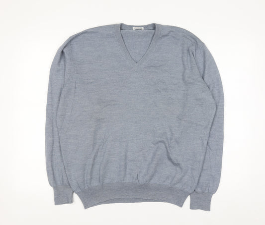 Gran Sasso Men’s Grey Wool V-Neck Pullover Jumper Size L