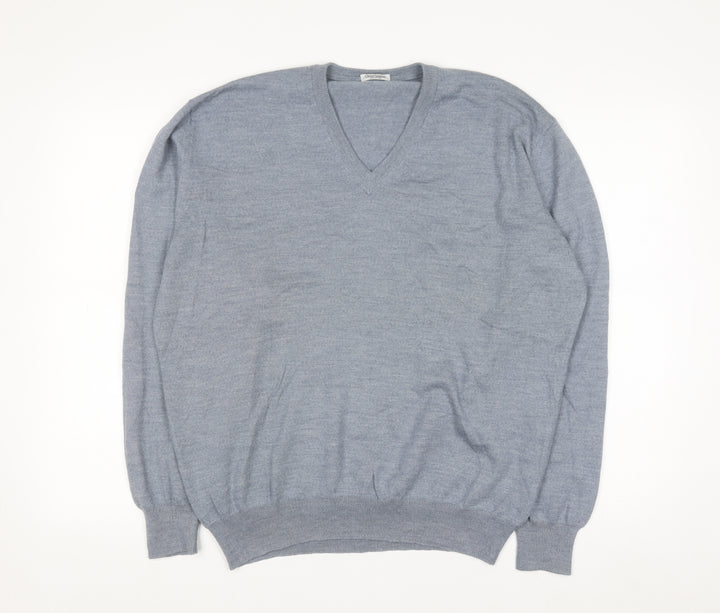 Gran Sasso Men’s Grey Wool V-Neck Pullover Jumper Size L