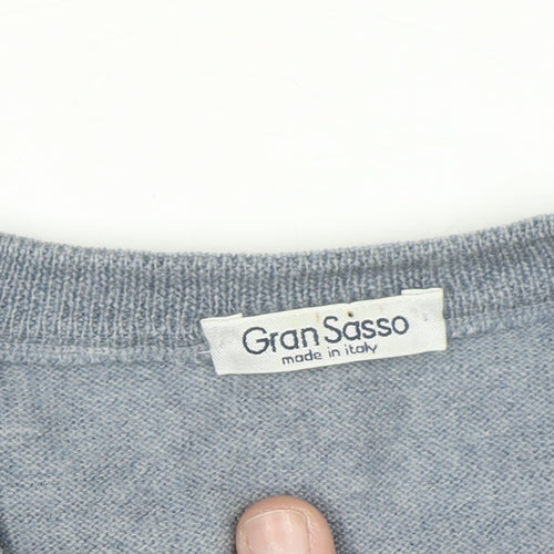 Gran Sasso Men’s Grey Wool V-Neck Pullover Jumper Size L