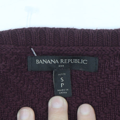 Banana Republic Women's Purple Petite Crew Neck Cotton Jumper S