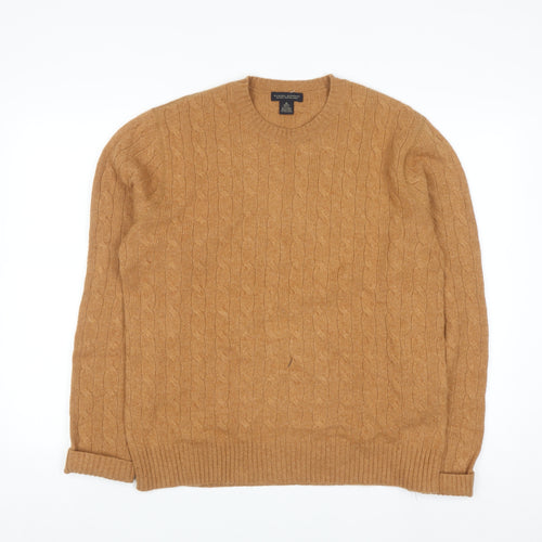 Banana Republic Men's Beige Cable-Knit Wool Angora Cashmere Jumper M
