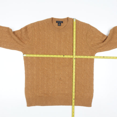 Banana Republic Men's Beige Cable-Knit Wool Angora Cashmere Jumper M