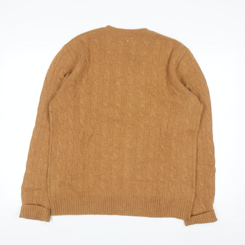 Banana Republic Men's Beige Cable-Knit Wool Angora Cashmere Jumper M