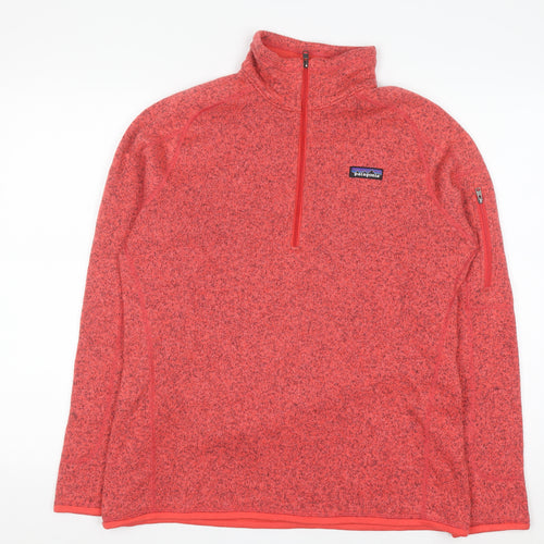 Patagonia Womens Red 1/4 Zip Fleece Sweatshirt Size L