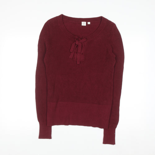 GAP Women’s Red Cotton Knit Bow Pullover Jumper M