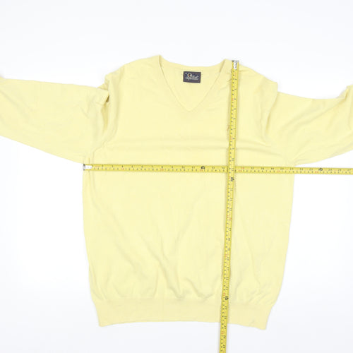 Peak Performance Men's Yellow V-Neck Cotton Knit Jumper XL