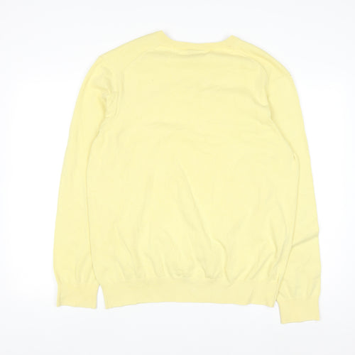 Peak Performance Men's Yellow V-Neck Cotton Knit Jumper XL