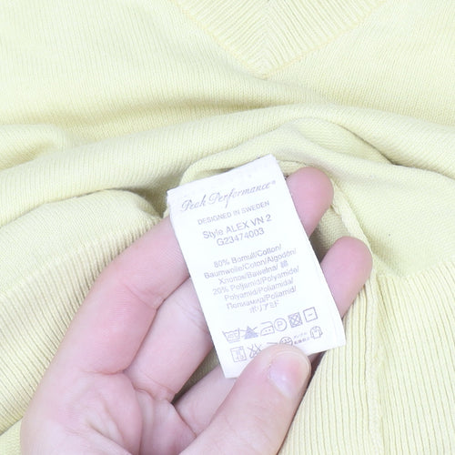 Peak Performance Men's Yellow V-Neck Cotton Knit Jumper XL