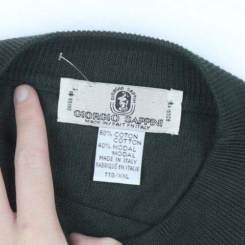 Giorgio Sappini Men's Green 2XL Mock Neck Cotton Jumper