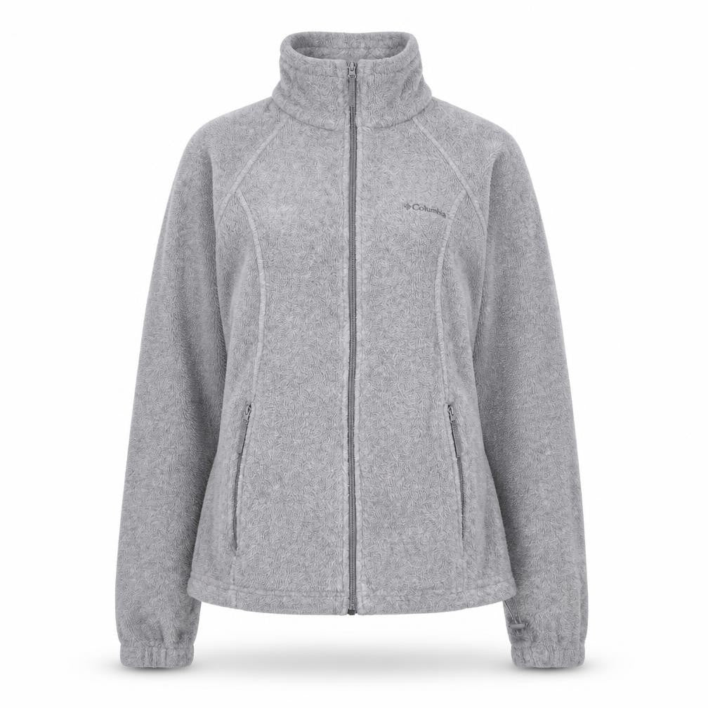 Front view of Columbia Women Grey Full Zip Fleece Sweatshirt M