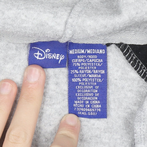 Disney Women’s Grey Mickey Hoodie Medium Pullover Embroidered Graphic