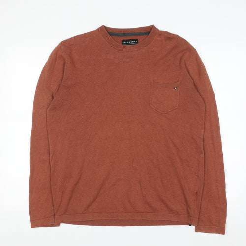 Billabong Men's Brown Cotton Crew Neck Pullover Jumper Size M