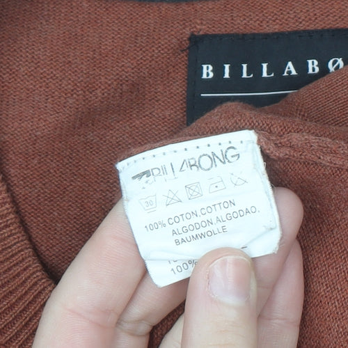Billabong Men's Brown Cotton Crew Neck Pullover Jumper Size M