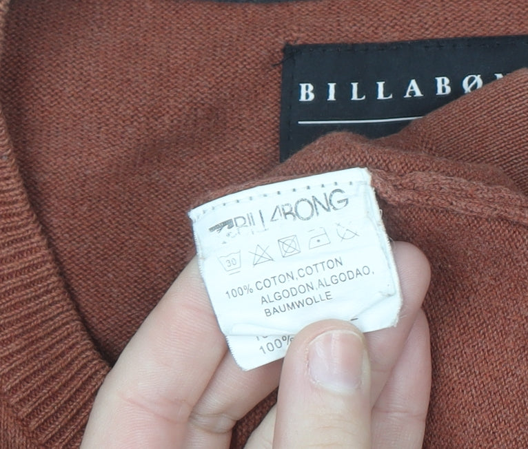 Billabong Men's Brown Cotton Crew Neck Pullover Jumper Size M