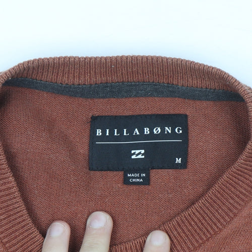 Billabong Men's Brown Cotton Crew Neck Pullover Jumper Size M