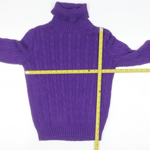 Ralph Lauren Sport Women’s Purple Cable-Knit Roll Neck Jumper M