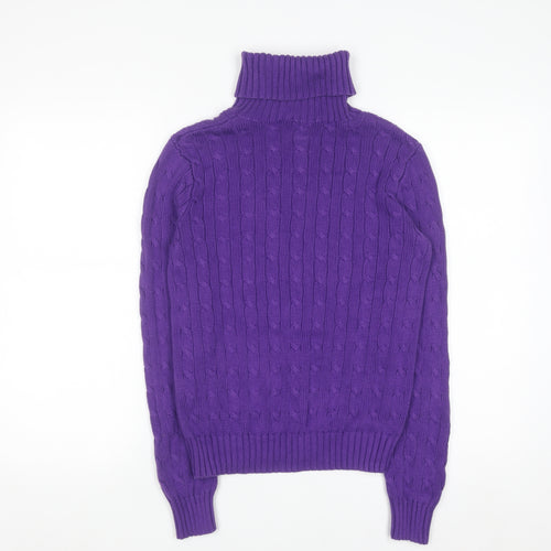 Ralph Lauren Sport Women’s Purple Cable-Knit Roll Neck Jumper M