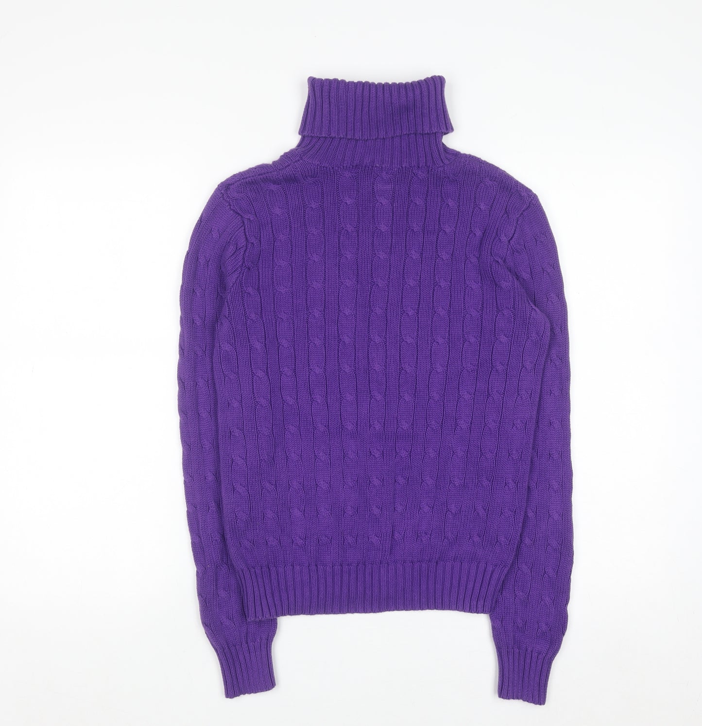 Ralph Lauren Sport Women’s Purple Cable-Knit Roll Neck Jumper M