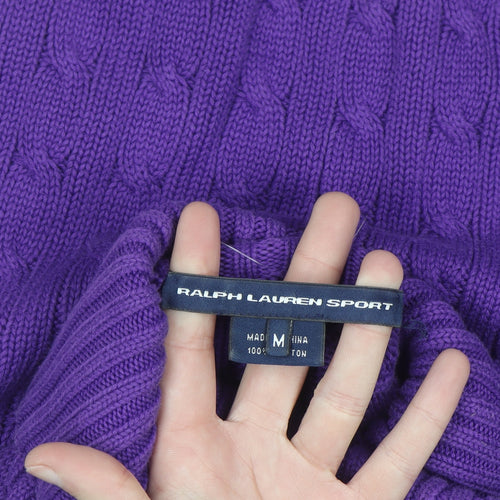 Ralph Lauren Sport Women’s Purple Cable-Knit Roll Neck Jumper M
