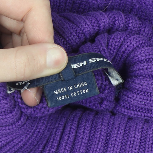 Ralph Lauren Sport Women’s Purple Cable-Knit Roll Neck Jumper M