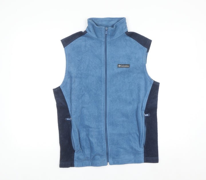 Columbia Men Blue Fleece Bodywarmer Waistcoat M Outdoor Hiking Zip Vest