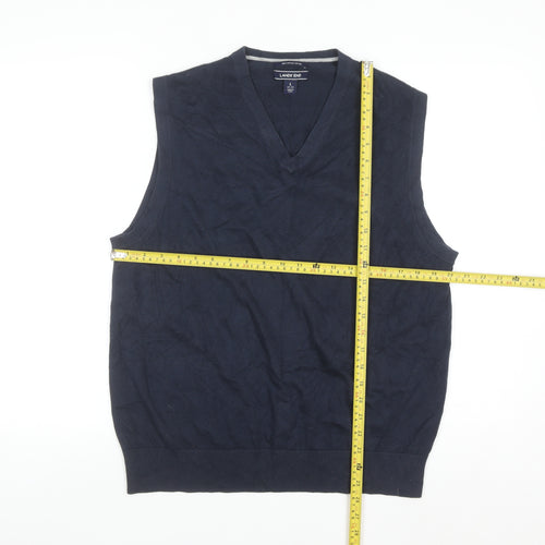 Lands' End Men's Blue Cotton V-Neck Sleeveless Vest L