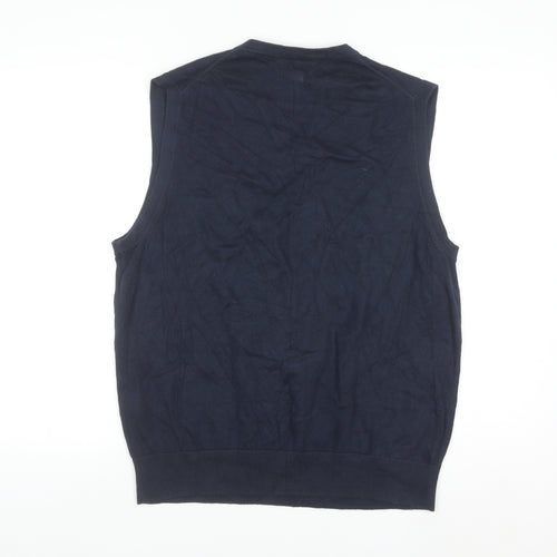 Lands' End Men's Blue Cotton V-Neck Sleeveless Vest L