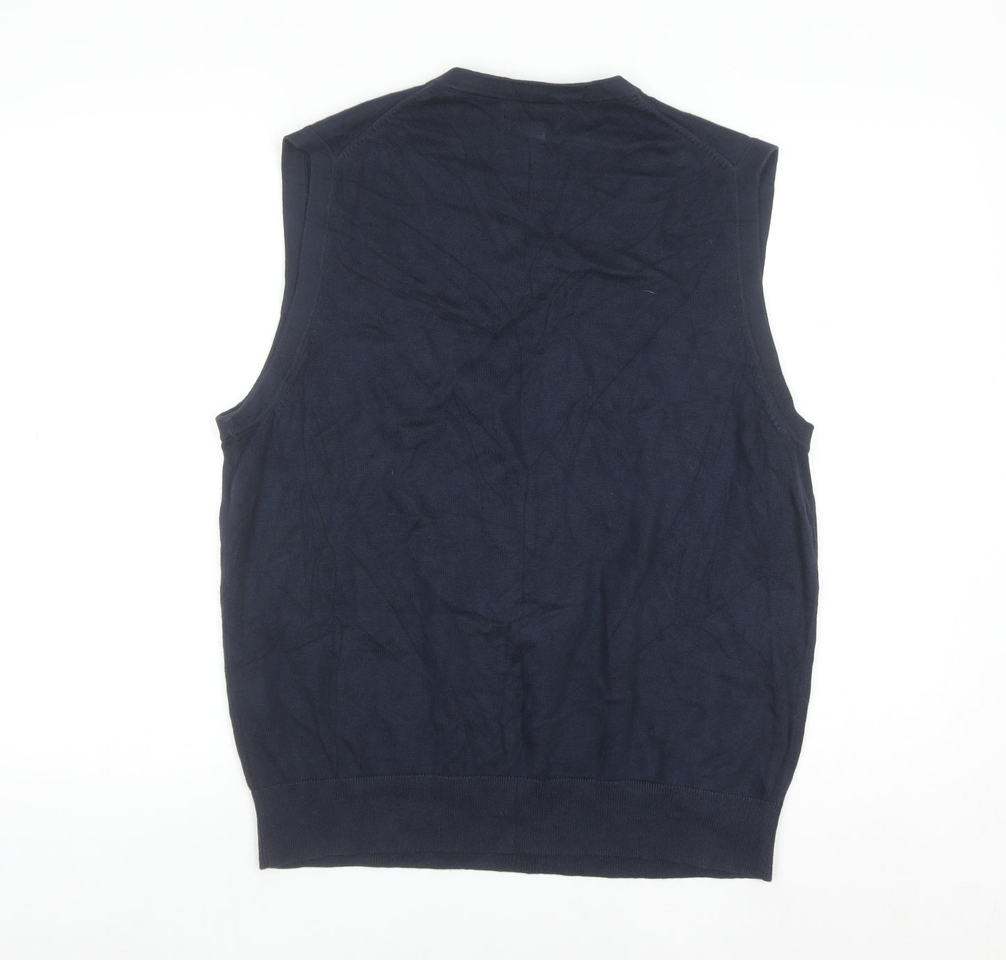 Lands' End Men's Blue Cotton V-Neck Sleeveless Vest L