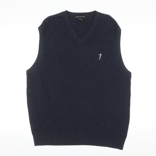 Fairway Outfitters Men's Blue Cotton V-Neck Golf Vest Jumper M