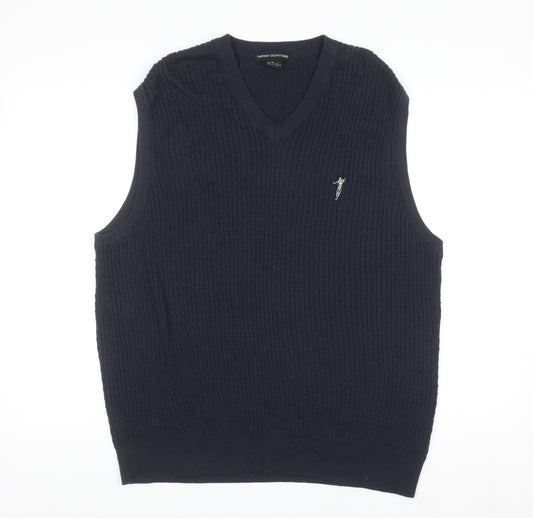 Fairway Outfitters Men's Blue Cotton V-Neck Golf Vest Jumper M
