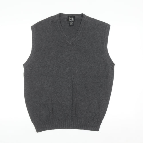 Jos A. Bank Men's Grey Medium Pima Cotton V-Neck Sweater Vest