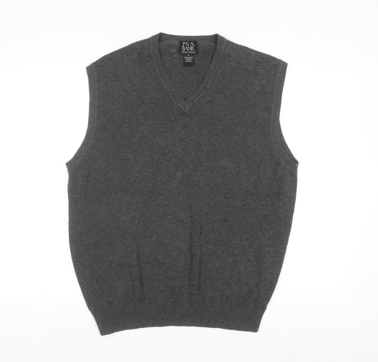 Jos A. Bank Men's Grey Medium Pima Cotton V-Neck Sweater Vest