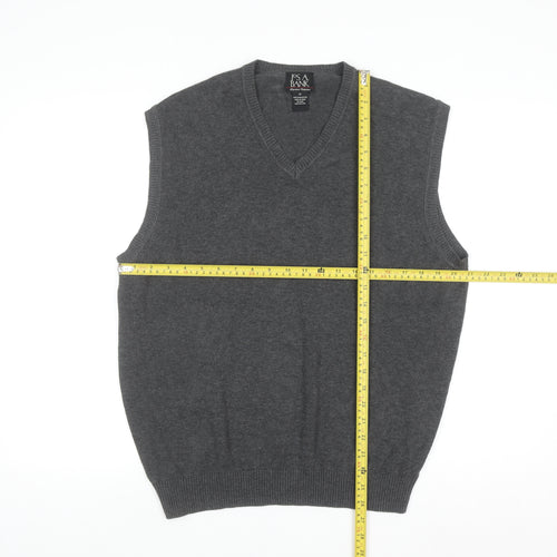 Jos A. Bank Men's Grey Medium Pima Cotton V-Neck Sweater Vest