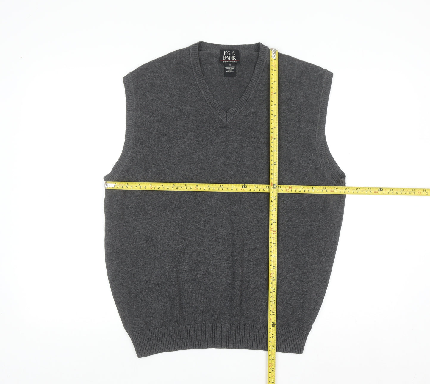Jos A. Bank Men's Grey Medium Pima Cotton V-Neck Sweater Vest