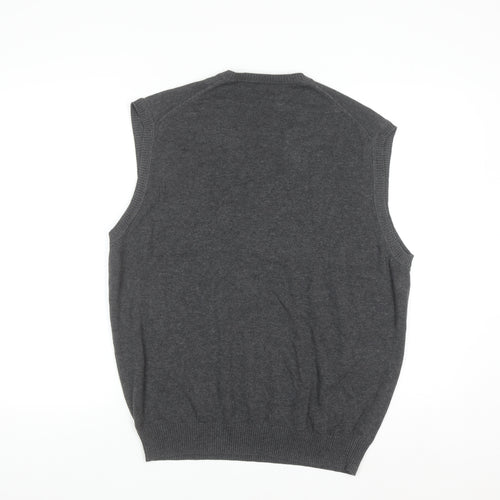 Jos A. Bank Men's Grey Medium Pima Cotton V-Neck Sweater Vest