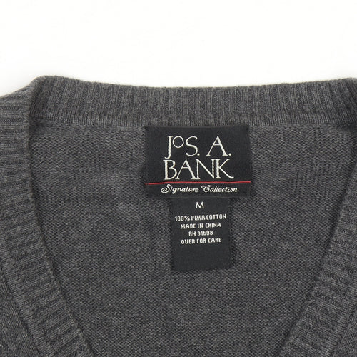 Jos A. Bank Men's Grey Medium Pima Cotton V-Neck Sweater Vest