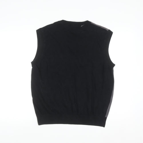 Grand Slam Men's Black Argyle Cotton V-Neck Sweater Vest Size L