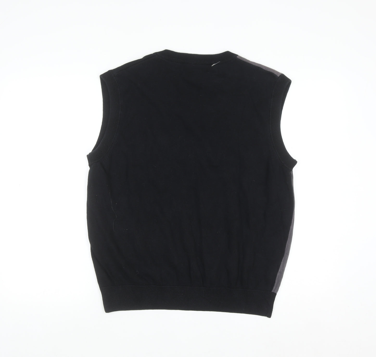 Grand Slam Men's Black Argyle Cotton V-Neck Sweater Vest Size L